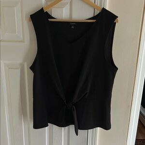 Elegant Black Tie-Front Blouse